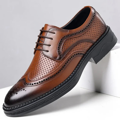 Formele Geperforeerde Veganistisch  Leren Oxford Schoenen Met Wingtip voor Heren | Perfect voor alle seizoenen