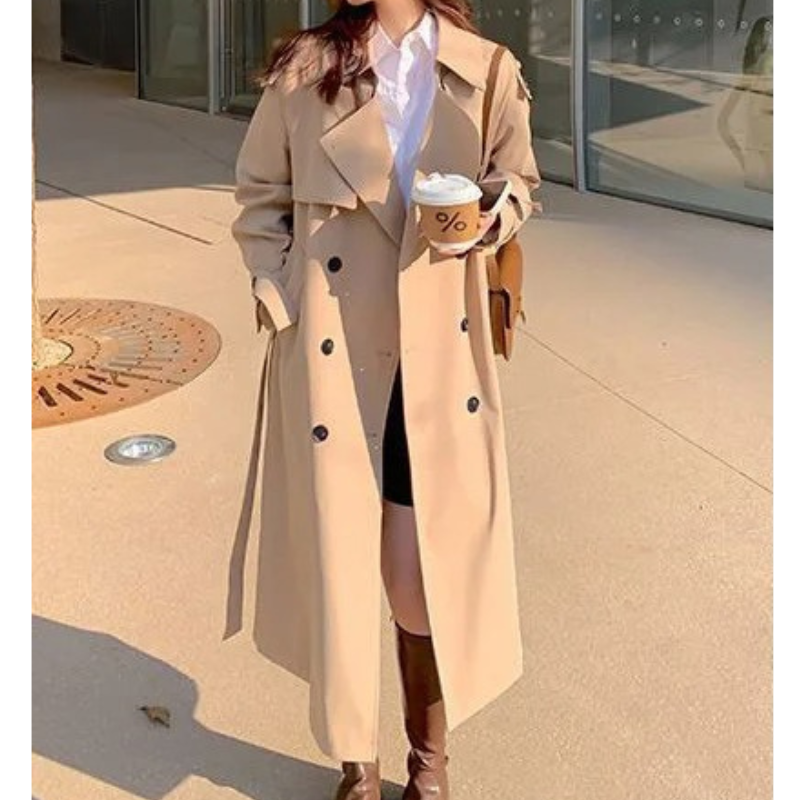 Elegante Luxe Lange Trenchcoat Met Gesp Voor Dames | Perfect voor alle seizoenen