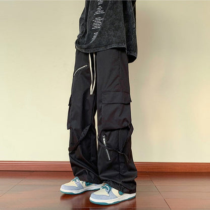 Stijlvolle Zwarte Baggy Cargo Broek Met Lage Zijzakken Voor Heren | Perfect voor casual dagen