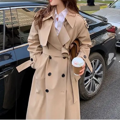 Elegante Luxe Lange Trenchcoat Met Gesp Voor Dames | Perfect voor alle seizoenen