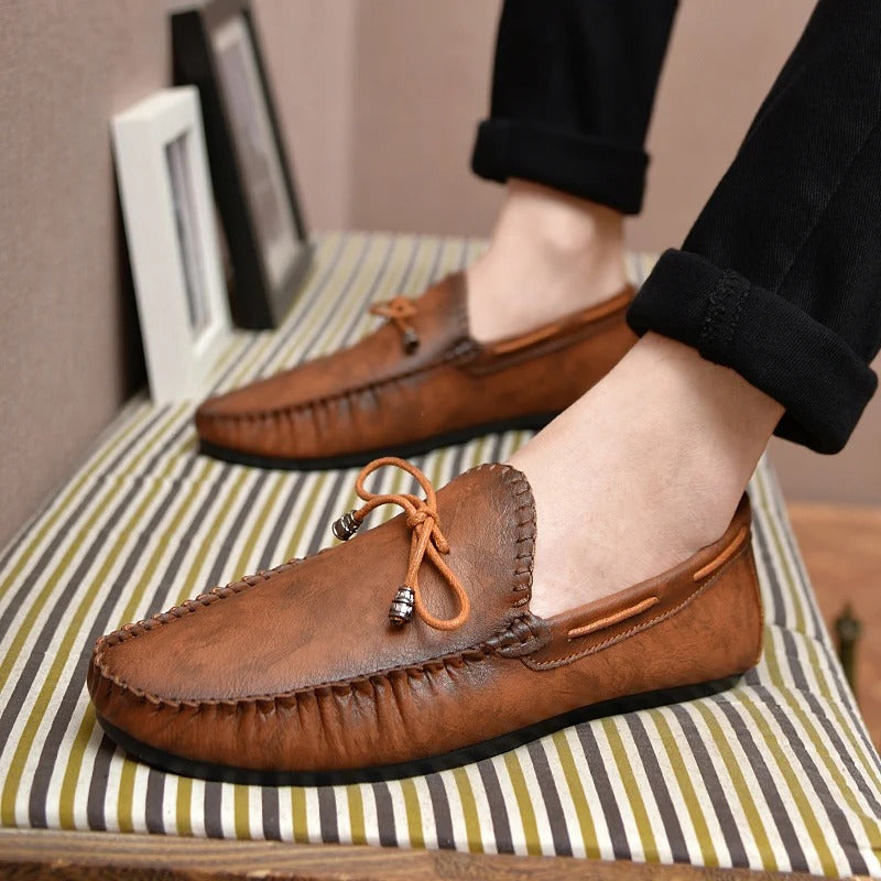 Klassieke Vegan Leren Loafers Met Vetersluiting Voor Heren | Perfect voor casual dagen