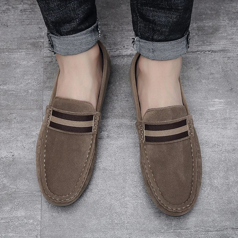 Klassieke Aan Suède Loafers Met Streepstijl Voor Heren | Ideaal voor dagelijks gebruik