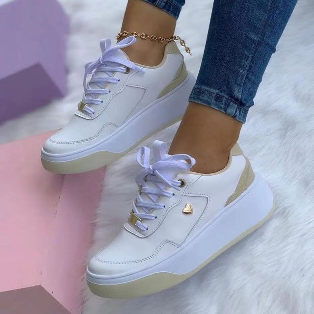 Klassieke Kleurblok Platform Sneakers Met Veters voor Dames | Perfect voor alle seizoenen