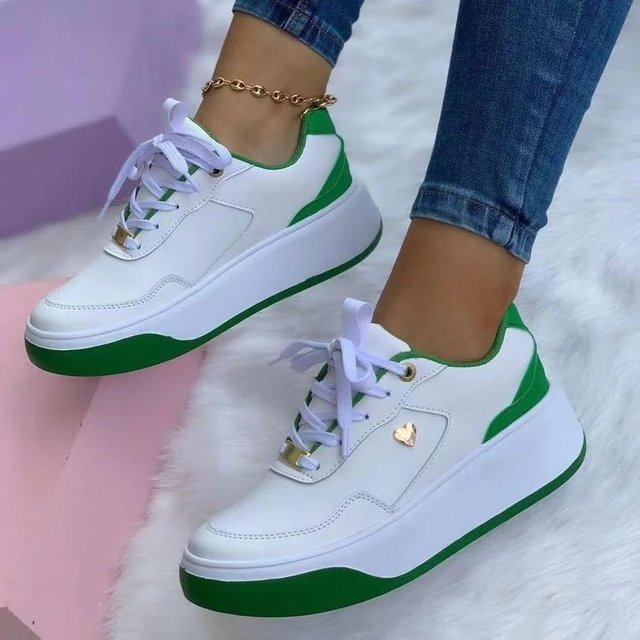 Klassieke Kleurblok Platform Sneakers Met Veters voor Dames | Perfect voor alle seizoenen