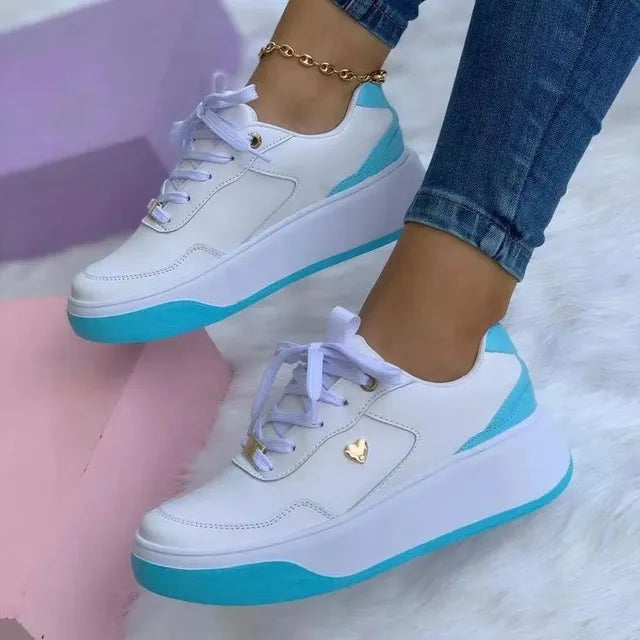 Klassieke Kleurblok Platform Sneakers Met Veters voor Dames | Perfect voor alle seizoenen