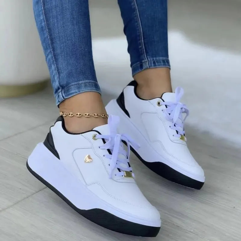 Klassieke Kleurblok Platform Sneakers Met Veters voor Dames | Perfect voor alle seizoenen