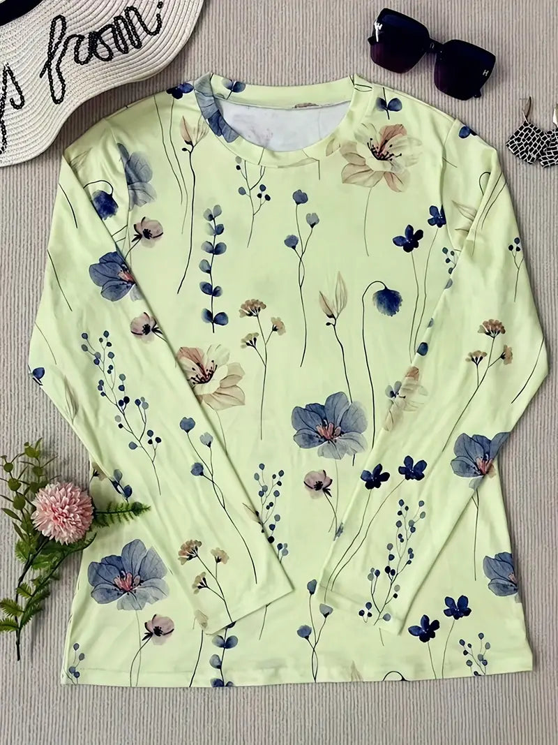 Chique Bloemenprint Lange Mouw T-Shirt Voor Dames | Ideaal voor dagelijks gebruik