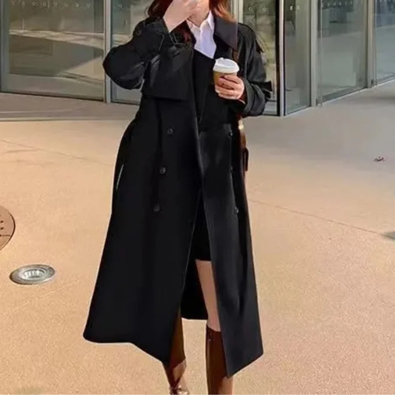 Elegante Luxe Lange Trenchcoat Met Gesp Voor Dames | Perfect voor alle seizoenen