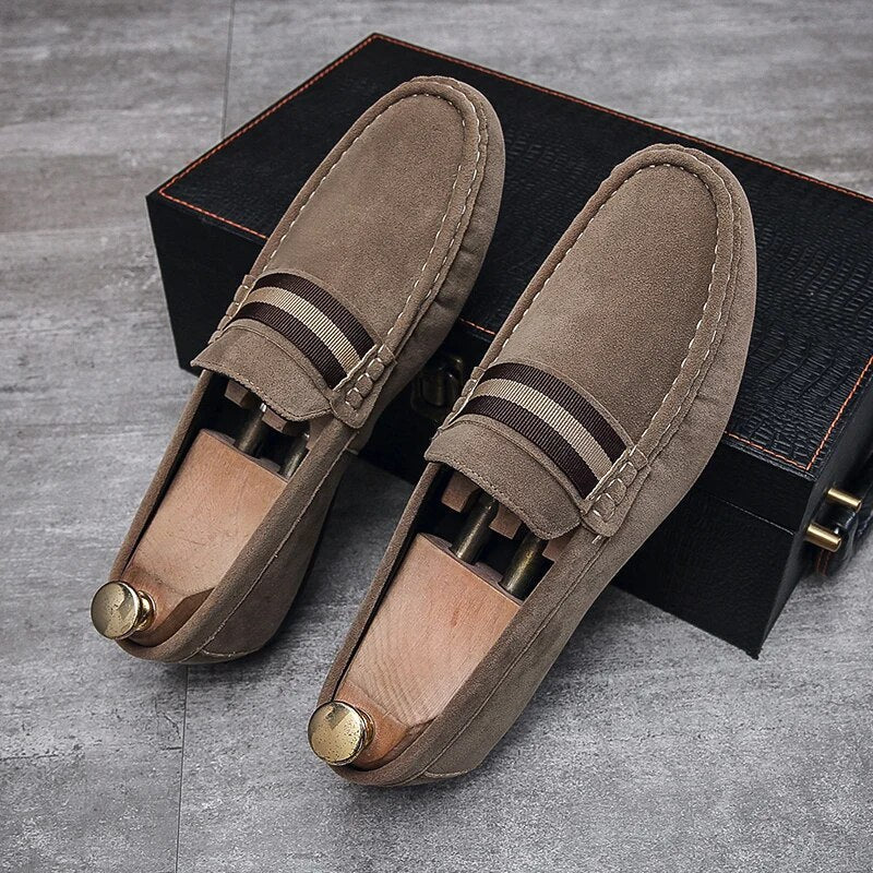 Klassieke Aan Suède Loafers Met Streepstijl Voor Heren | Ideaal voor dagelijks gebruik