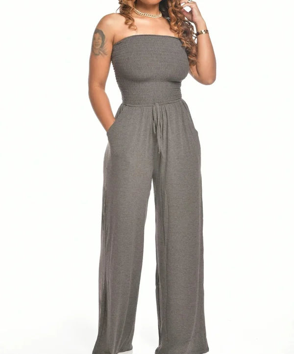 Elegante Lange Jumpsuit Met Wijde Pijpen En Verstelbare Taillekoord Voor Dames | Perfect voor vrijetijdskledingvoor casual dagen