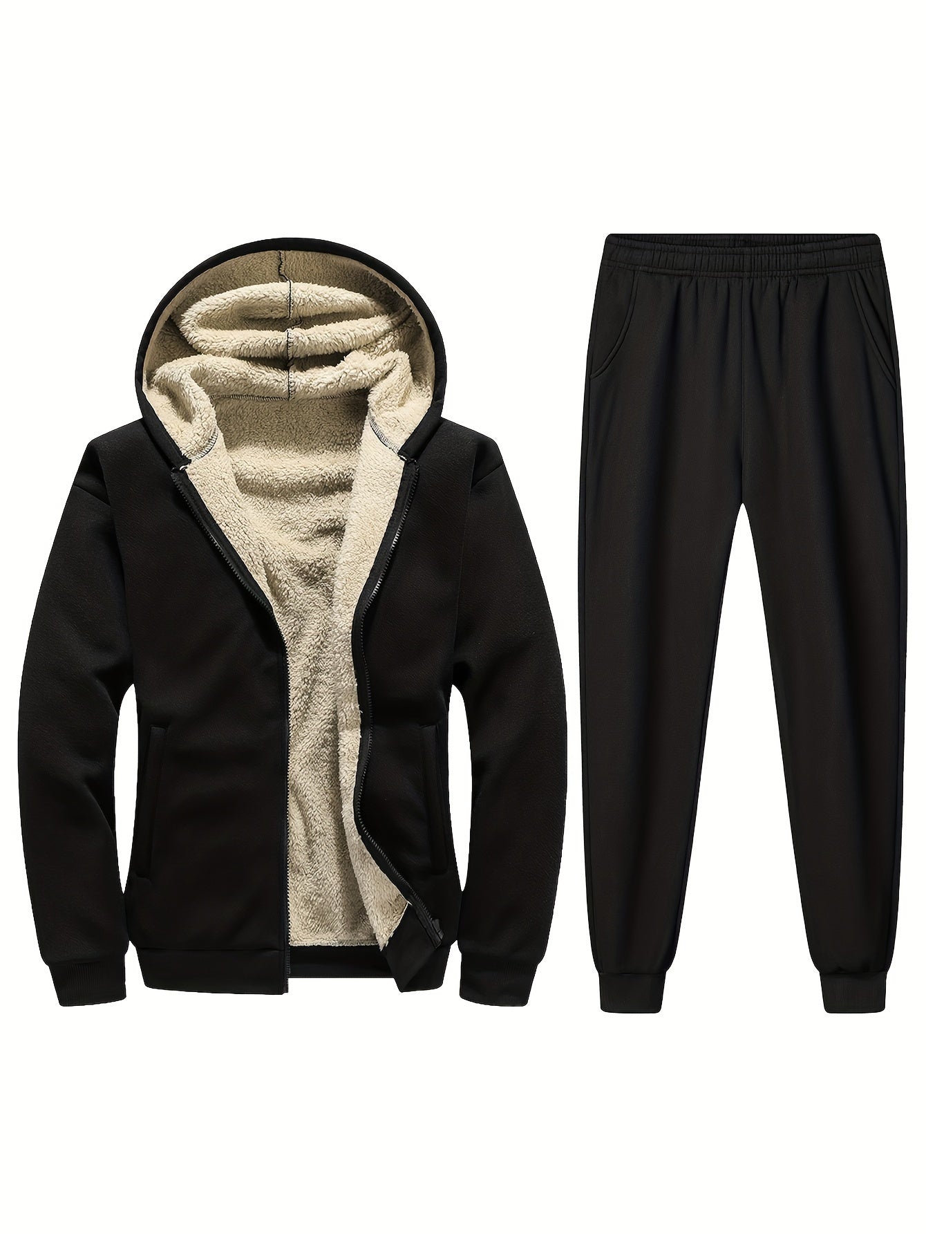 Trainingskleding Met Capuchon, Fleece Gevoerd Jack En Joggingbroek Voor Heren | Ideaal voor buitenactiviteiten