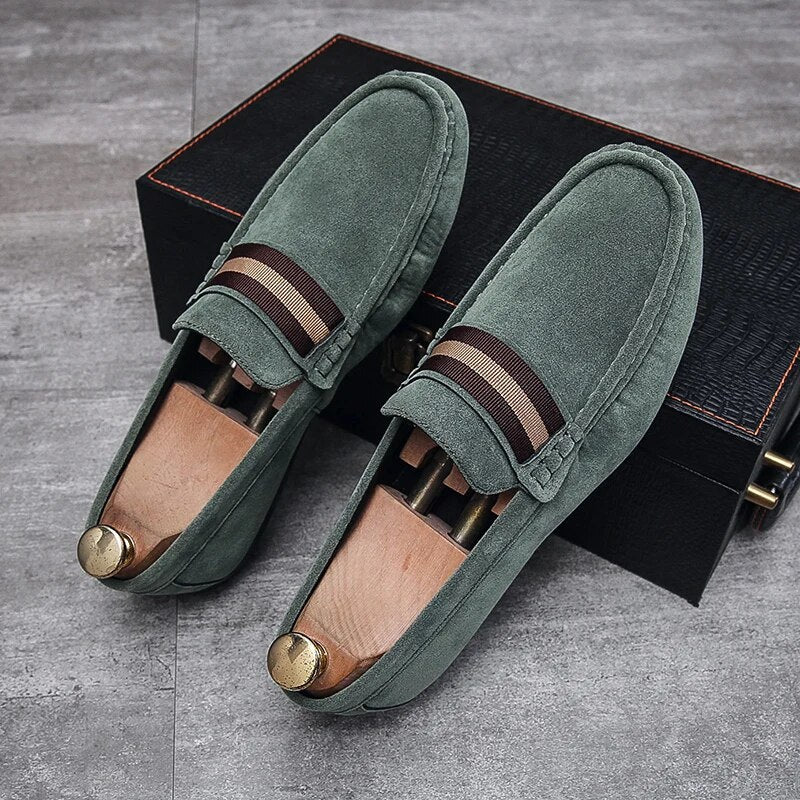 Klassieke Aan Suède Loafers Met Streepstijl Voor Heren | Ideaal voor dagelijks gebruik