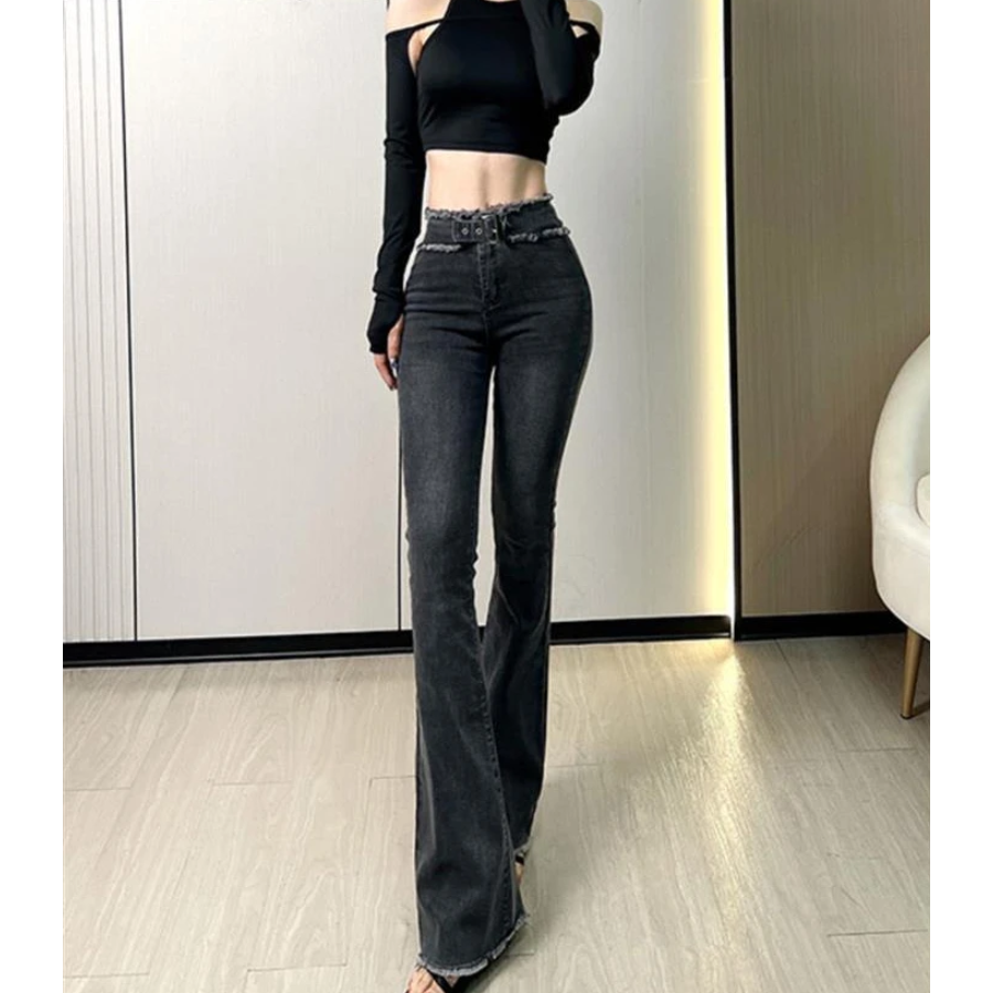 Chique High Waist Gelaagde Ruffle Bell Bottoms voor Dames | Perfect voor casual dagen