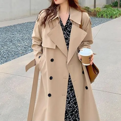 Elegante Luxe Lange Trenchcoat Met Gesp Voor Dames | Perfect voor alle seizoenen