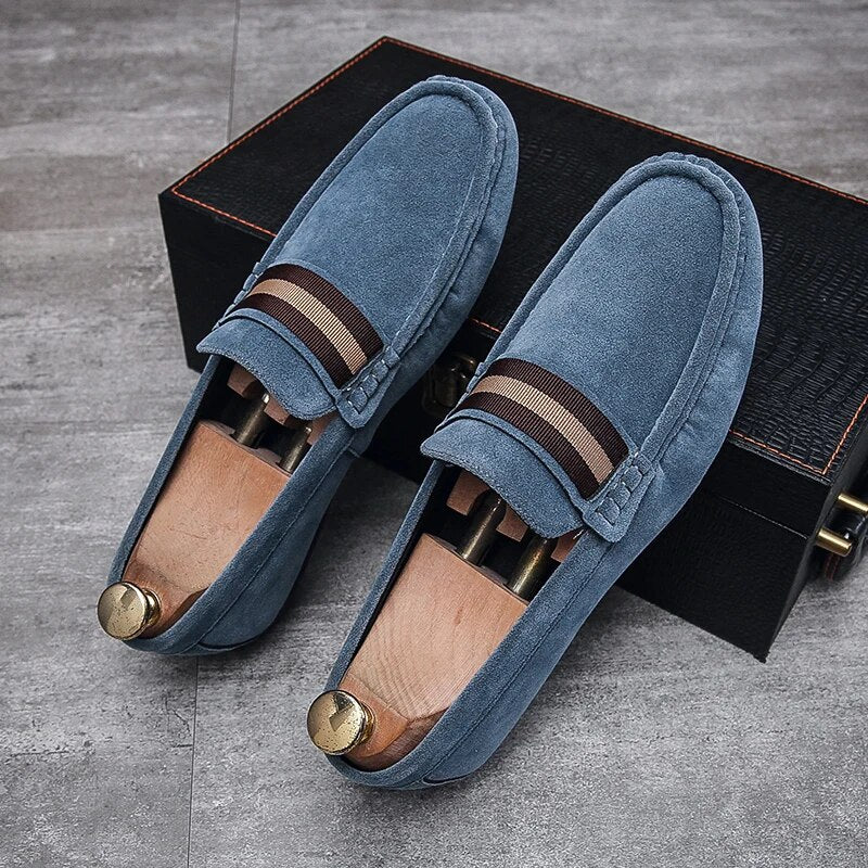 Klassieke Aan Suède Loafers Met Streepstijl Voor Heren | Ideaal voor dagelijks gebruik