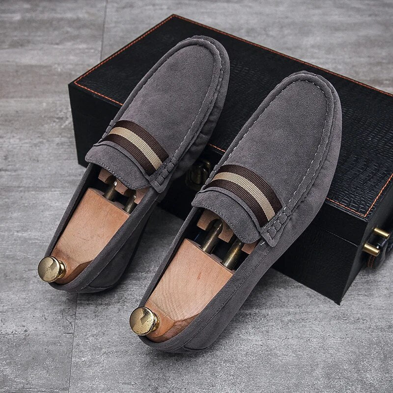 Klassieke Aan Suède Loafers Met Streepstijl Voor Heren | Ideaal voor dagelijks gebruik