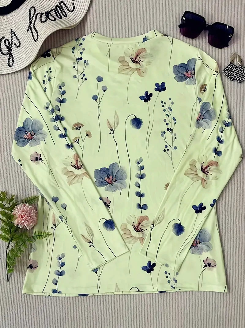 Chique Bloemenprint Lange Mouw T-Shirt Voor Dames | Ideaal voor dagelijks gebruik