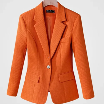 Elegante Blazer Met Patroon, Knoop En Zakken voor Dames | Ideaal voor informele dagen