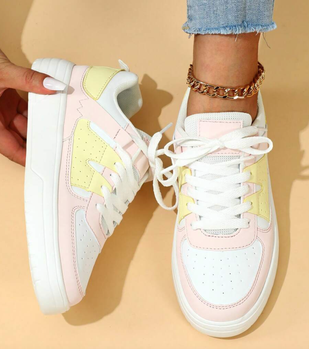 Trendy Sneakers Met Zachte Zool En Vetersluiting voor Dames | Ideaal voor informele dagen