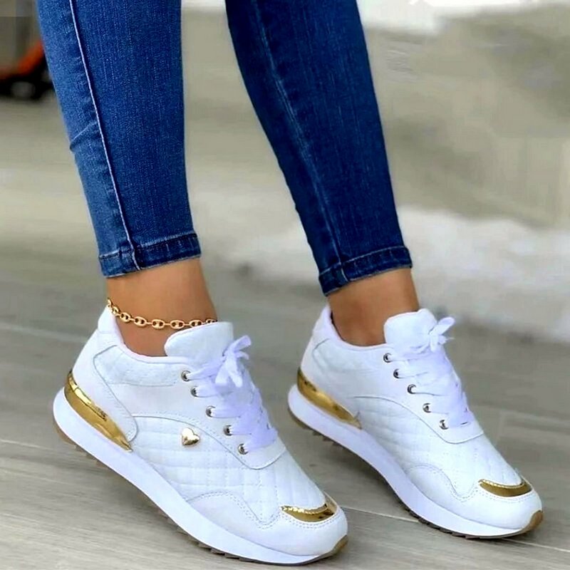 Hip Gewatteerde Nette Sportschoenen Met Gouden Accent voor Dames | Perfect voor alle seizoenen