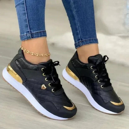 Hip Gewatteerde Nette Sportschoenen Met Gouden Accent voor Dames | Perfect voor alle seizoenen