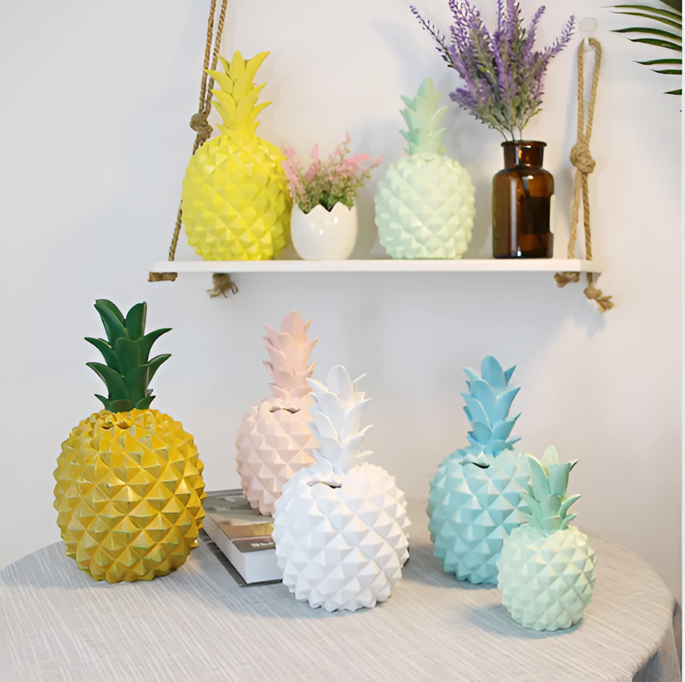 GoldenPine | Levendige Spaarpot, Hars Ananas Spaarpot, Fruit-Thema Geldkistje, Ideaal voor Woondecoratie & Sparen