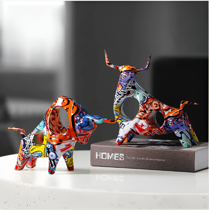 CowSculpt | Speelse Mini, Veelkleurig Miniatuur Koe Beeldje, Ideaal voor Leuke Bureaudecoratie