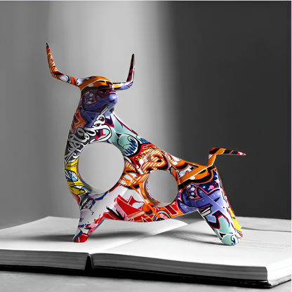 CowSculpt | Speelse Mini, Veelkleurig Miniatuur Koe Beeldje, Ideaal voor Leuke Bureaudecoratie