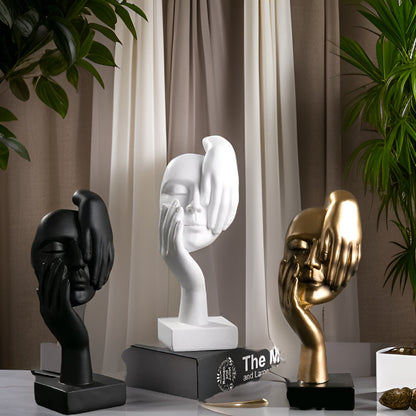 ZenThink | Luxe Denker, Abstracte Hars Sculptuur, Ideaal voor Artistieke Interieurs