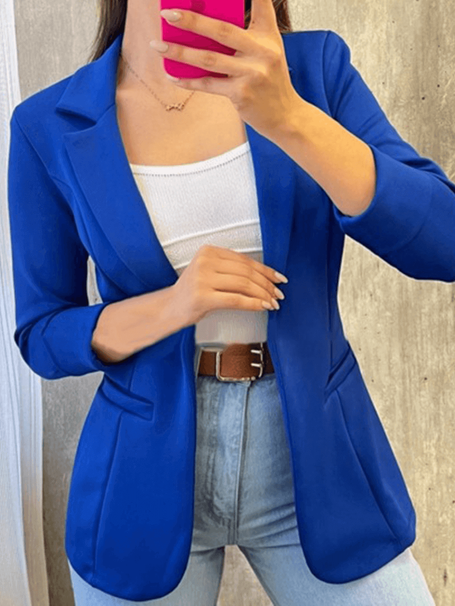 Comfortabele Slim-Fit Blazer Met Open Voorkant En Zakken Voor Dames | Perfect voor casual dagen