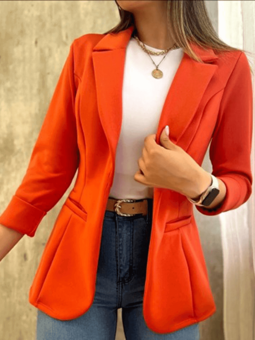 Comfortabele Slim-Fit Blazer Met Open Voorkant En Zakken Voor Dames | Perfect voor casual dagen