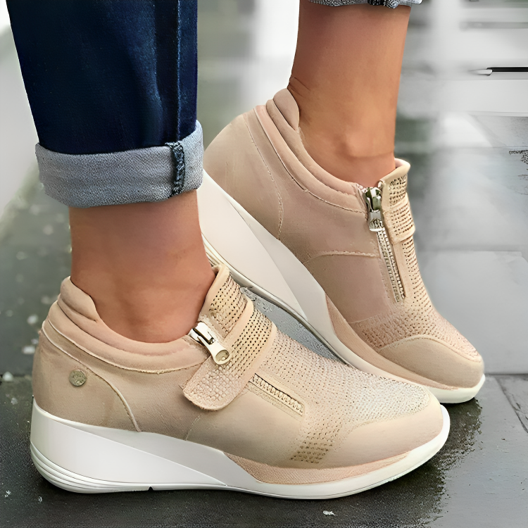 Elegante Platform Sneakers Met Kralen En Rits Voor Dames | Ideaal voor dagelijks gebruik