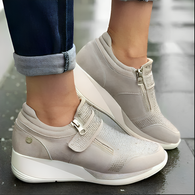 Elegante Platform Sneakers Met Kralen En Rits Voor Dames | Ideaal voor dagelijks gebruik