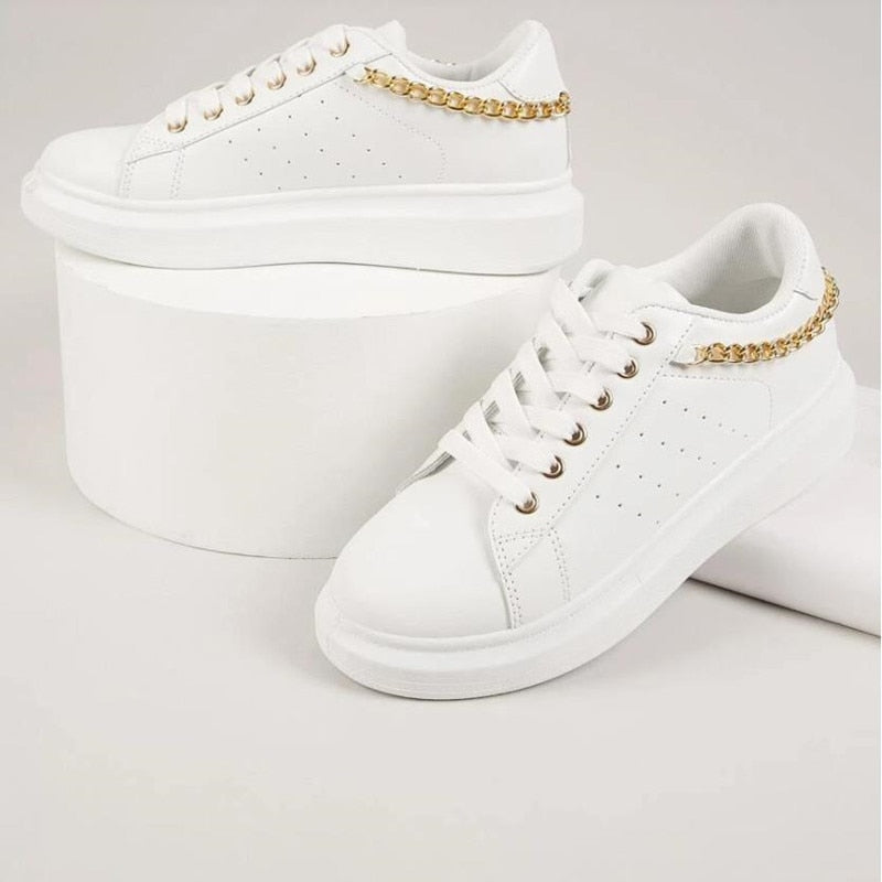 Moderne Lage Sneakers Met Gouden Ketting Voor Dames | Ideaal voor dagelijks gebruik