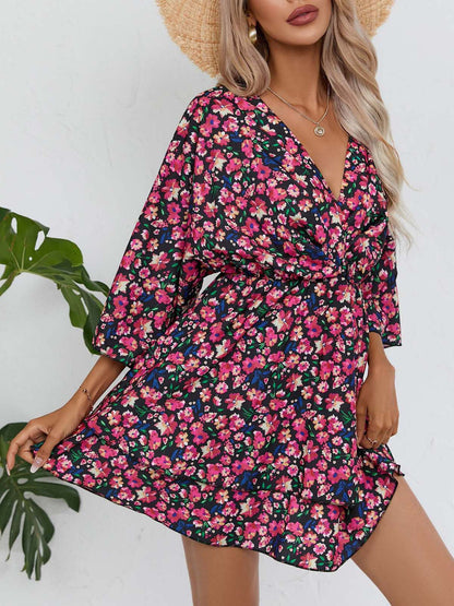 Klassieke V-hals Zomerjurk Met Bloemenprint En Lange Mouwen voor Dames | Perfect voor alle seizoenen