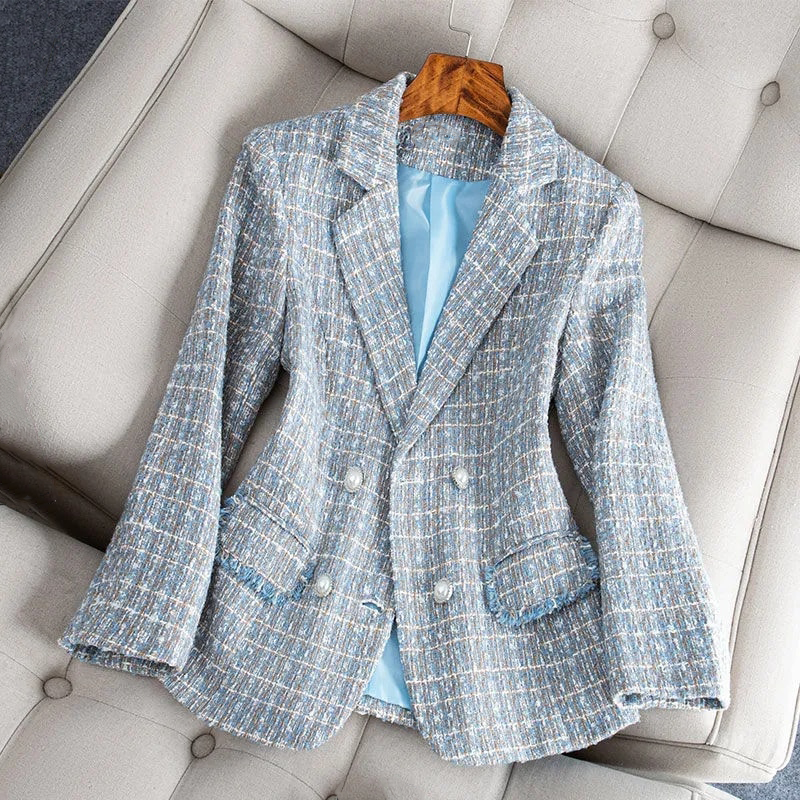 Chique Tweed Blazer Met Zakken En Knopen voor Dames | Ideaal voor dagelijks gebruik