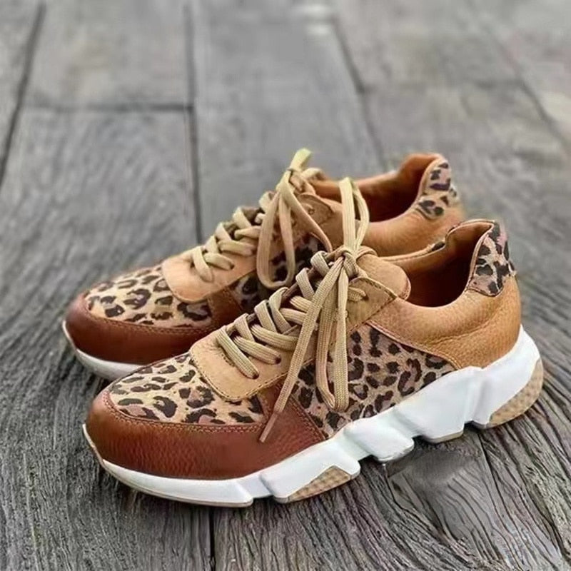 Stijlvolle Sneakers Met Luipaardprint En Veters Voor Dames | Ideaal voor dagelijks gebruik