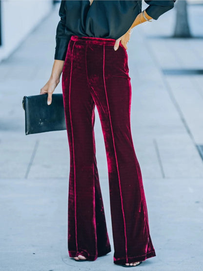 Trendy Velvet Flared Broek Met Voering voor Dames | Ideaal voor informele dagen