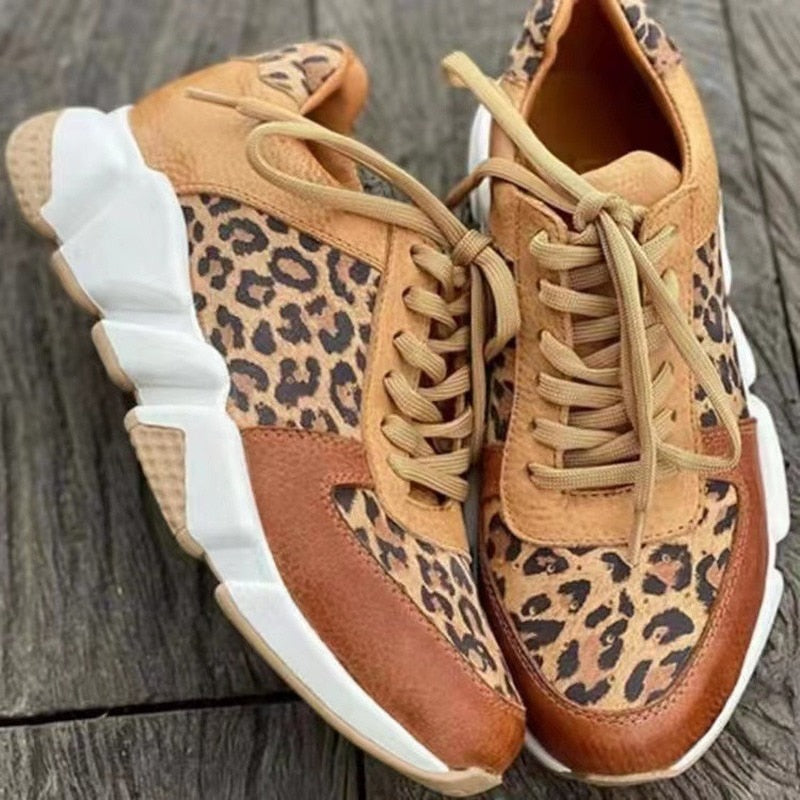 Stijlvolle Sneakers Met Luipaardprint En Veters Voor Dames | Ideaal voor dagelijks gebruik