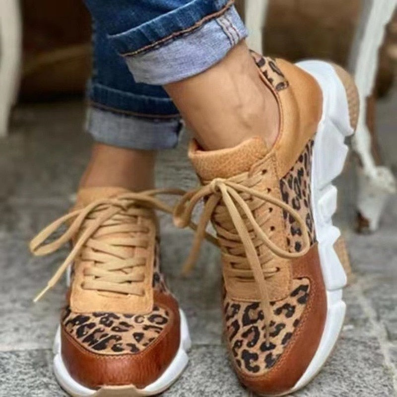 Stijlvolle Sneakers Met Luipaardprint En Veters Voor Dames | Ideaal voor dagelijks gebruik