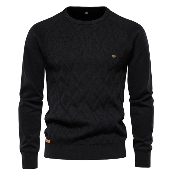 Warme Gebreide Pullover Trui Met Geometrisch Patroon En Ronde Hals Voor Heren | Perfect voor alle seizoenen