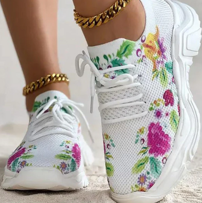 Stijlvolle Bloemenprint Sneakers Met Veters voor Dames | Perfect voor alle seizoenen