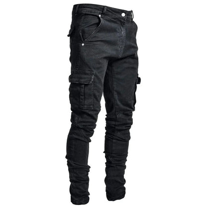 Klassieke Slim Fit Denim Cargo Broek Met Meerdere Zakken voor Heren | Ideaal voor informele dagen