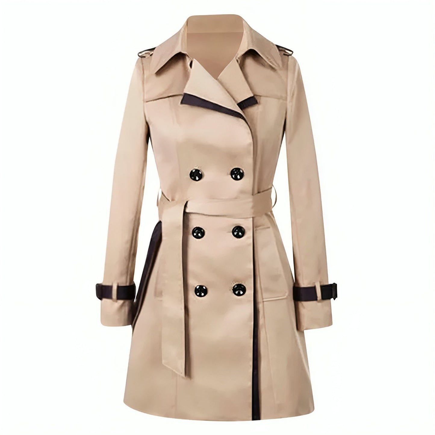 Elegante Lange Dubbelrijige Trenchcoat Met Knopen Voor Dames | Perfect voor alle seizoenen