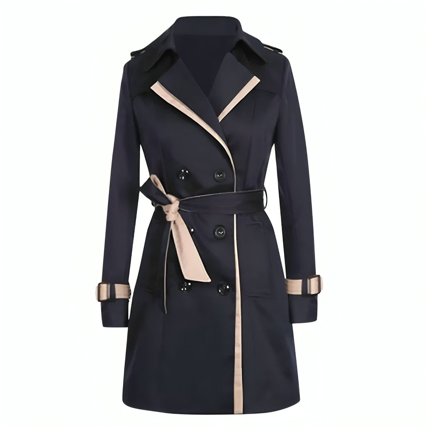 Elegante Lange Dubbelrijige Trenchcoat Met Knopen Voor Dames | Perfect voor alle seizoenen