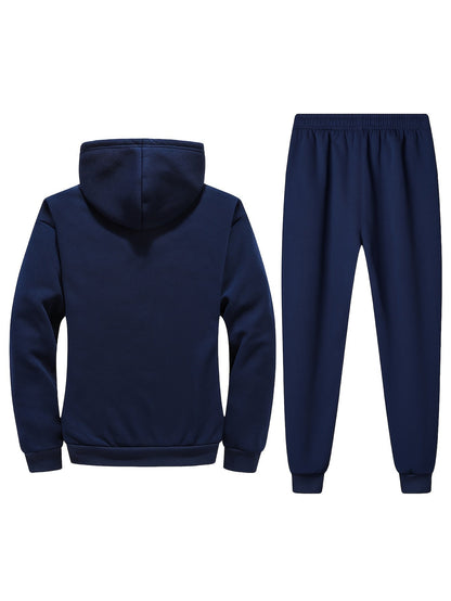 Trainingskleding Met Capuchon, Fleece Gevoerd Jack En Joggingbroek Voor Heren | Ideaal voor buitenactiviteiten