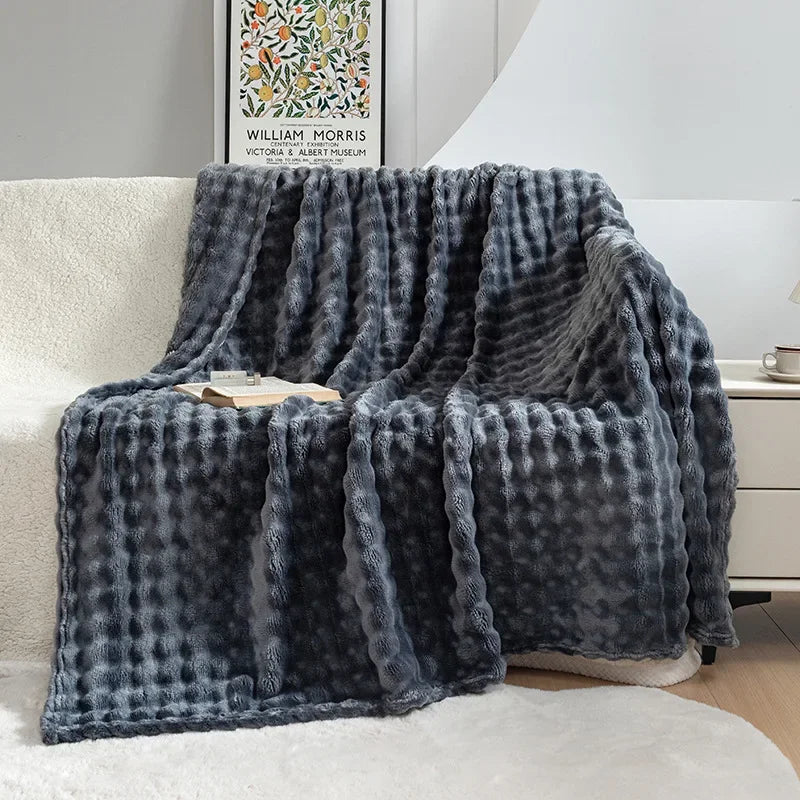 CozyBloom | Extra Zachte Bubbel Flanellen Deken, Pluche Koraal Fleece, Warm & Knus, Ideaal voor Ontspannen, Dutjes & Winternachten