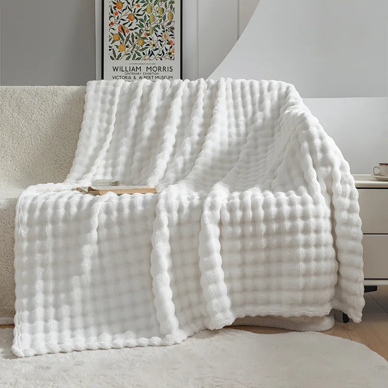 CozyBloom | Extra Zachte Bubbel Flanellen Deken, Pluche Koraal Fleece, Warm & Knus, Ideaal voor Ontspannen, Dutjes & Winternachten