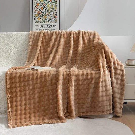 CozyBloom | Extra Zachte Bubbel Flanellen Deken, Pluche Koraal Fleece, Warm & Knus, Ideaal voor Ontspannen, Dutjes & Winternachten