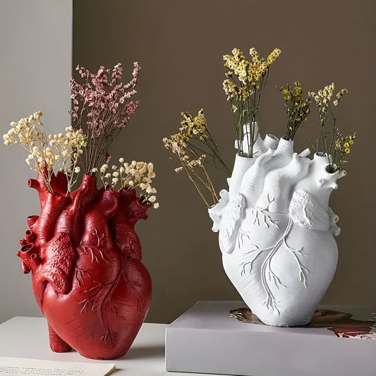 GlamDecor | Anatomisch Hart Hars Beeldje, Glam-Stijl Decoratieve Bloemenhouder voor Tafelweergave, Ideaal voor Unieke Woondecoratie & Geschenken.